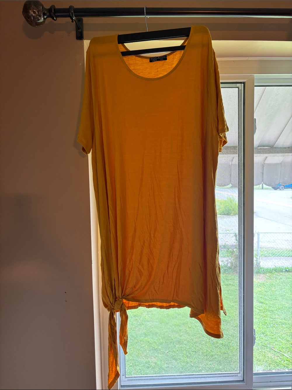 Women's Mustard Tie-Hem Tunic Top 3X NWOT